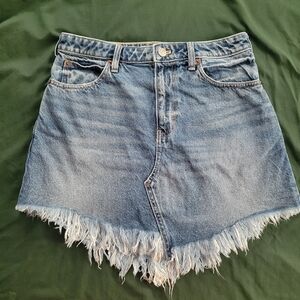 We The Free Blue Frayed Hem Jean Shorts